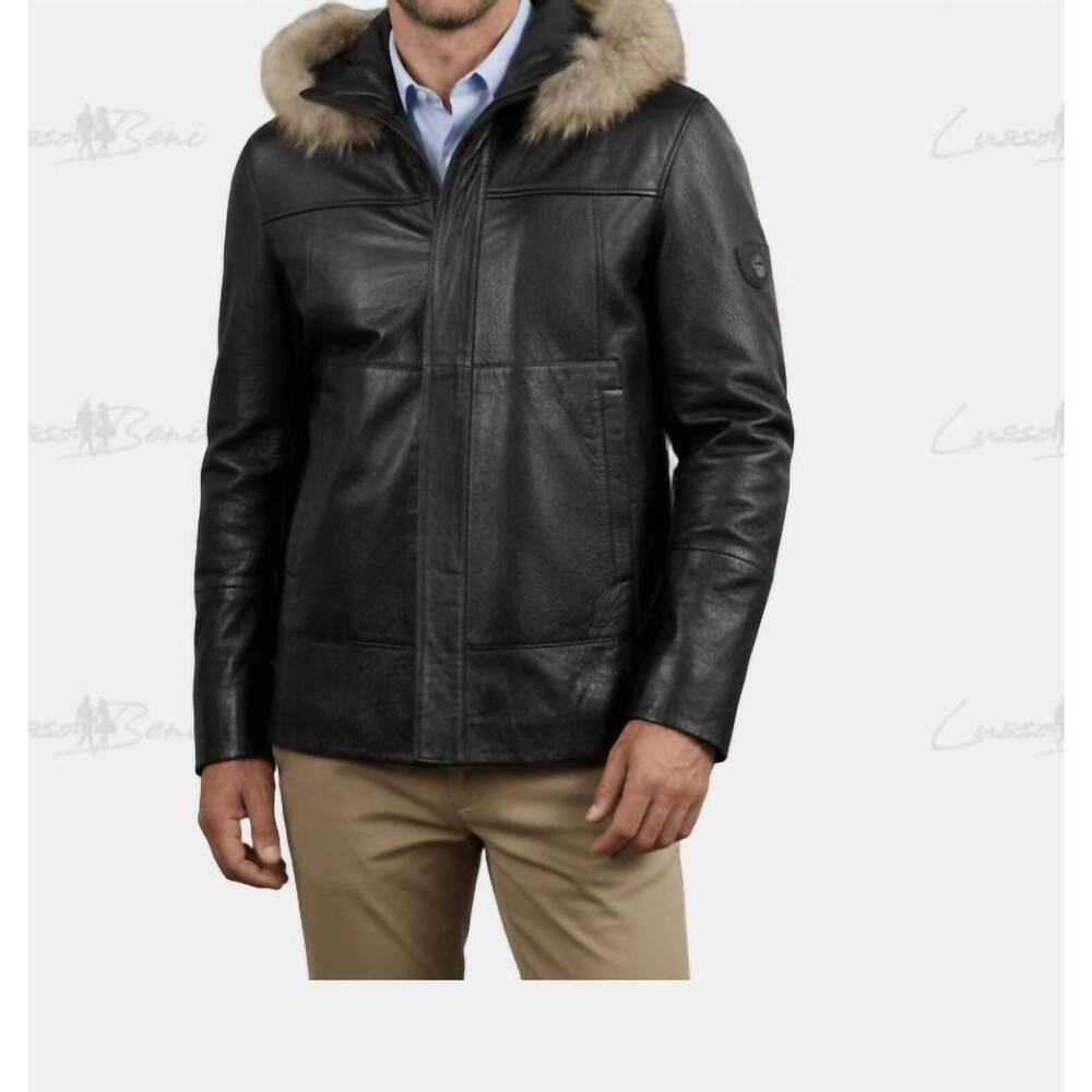 NEW LUSSO BENI trace leather jacket in black